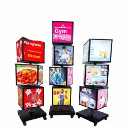 Multi-Layer Acrylic Store Sign Square LED Menu Rotating Light Box