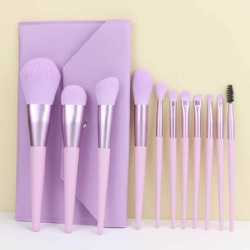 11Pcs Purple Potato Synthetic Hair Plastic Handle Makeup Brushes